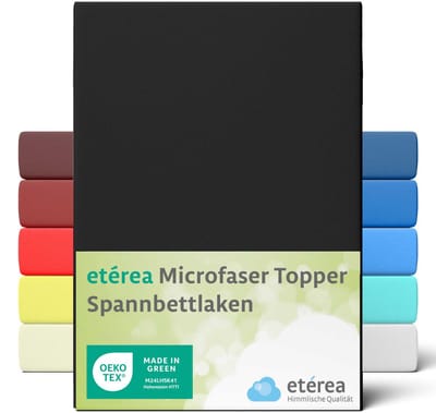 etérea Microvezel Topper Hoeslaken – Zwart – 90x200 / 100x200 cm