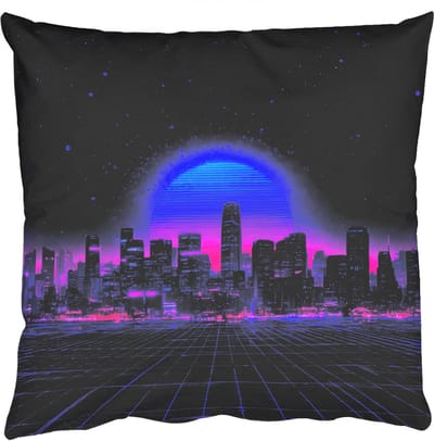 Sierkussens - Kussentjes Woonkamer - 50x50 cm - Skyline - Zon - Neon - Rasterpatroon