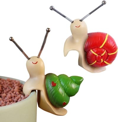 Potknuffelaar Slakken Decoratie - Tuinbeelden Hars Set - Bloempotten Verfraaien - Met Glimlach En Antennes