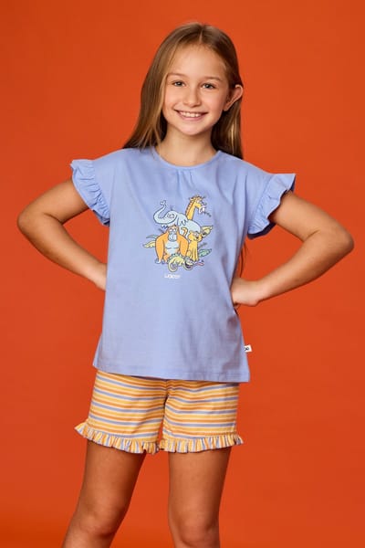Woody pyjama meisjes - dieren - blauw - 261-10-PSG-S/840 - maat 98