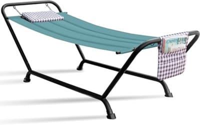 Hangmatbed met standaard en kussen - duurzaam en weerbestendig voor tuin en terras
