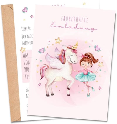 10x Verjaardagsuitnodigingen Meisjes Prinses Thema | Inclusief Enveloppen