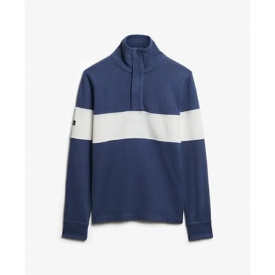 Superdry Classic Rugby Henley Lange Mouw Poloshirt Blauw S Man
