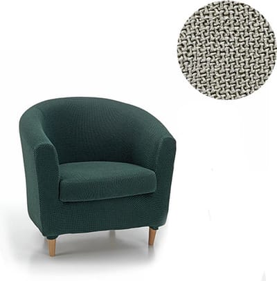 Belmarti® Fauteuilhoes Milan Rond - 70 tot 80cm breed - Lichtgrijs - Bi-stretch, Ademend katoen - Hoezen voor Kuipstoelen