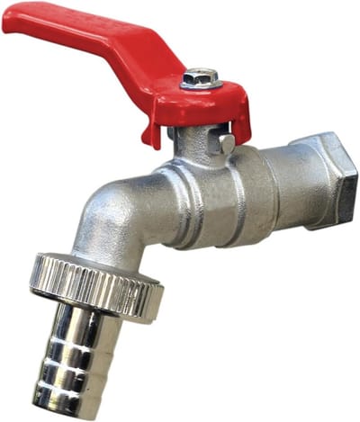 Kogelkraan 3/4 inch Buitendraad met Wandaansluiting en Slangaansluiting - Rood