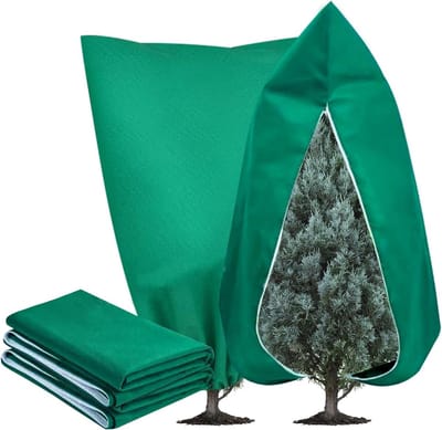 2 stuks Winterbescherming voor planten potplanten, 80 × 120 cm, plantenbescherming winter, vorstbescherming potplantenzak met ritssluiting trekkoord, ademende plantenbeschermingskap voor boom