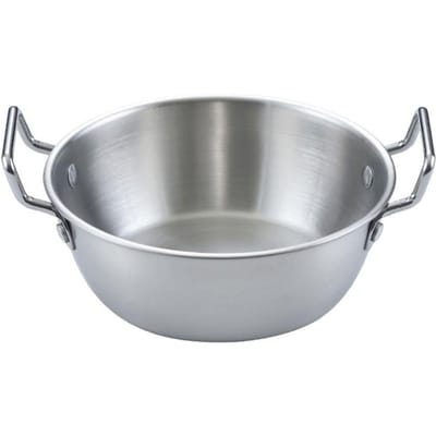 1 pièce Bol de cuisine style coréen Bol à riz et vin durable en acier inoxydable Assiette à snacks ménagère à double oreille gray