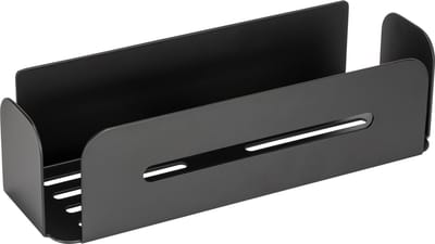 WENKO Turbo-Loc Doucherek Bivio mat zwart aluminium 30x10cm - Badrek - Douchemand - Bevestigen zonder boren - Zelfklevend - Afgeronde hoeken