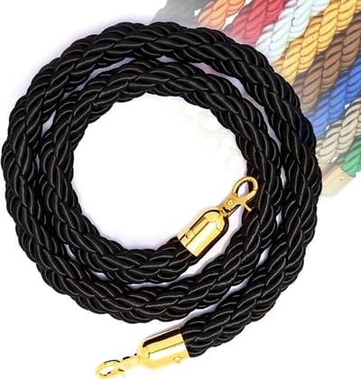 Barrièretouw - Wachtrij touw - Publiek Begeleiden - Gevlochten Nylon - 3 meter - Zwart Goud