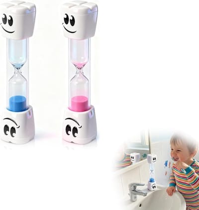 2-delige zandloper voor kinderen, 2 minuten timer, tandenpoets timer, zandloper voor spelletjes en studie, educatief speelgoed