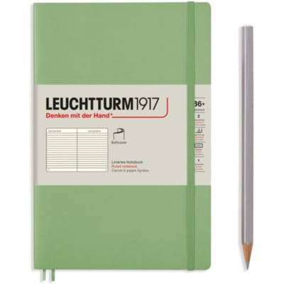 Leuchtturm1917 notitieboek, hardcover, paperback (b6+), gelinieerd, salie groen