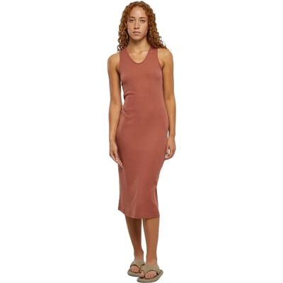 Mouwloze gebreide midi-jurk met gekruiste rug voor dames Urban Classics Rib