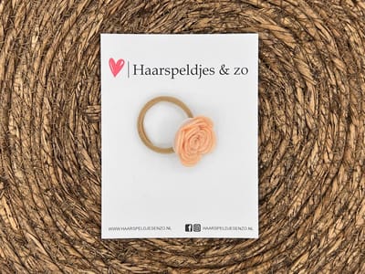 Elastiek - per stuk - hippe kleuren - met bloem - meisjes - blossem - zalmroze