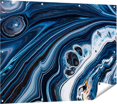 Gards Tuinposter Abstracte Kunst - Blauwe Verf - 120x90 cm - Tuindoek - Tuindecoratie - Wanddecoratie buiten - Tuinschilderij