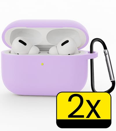 Hoesje Geschikt voor Apple Airpods Pro 3 - Siliconen Hoes met Clip - Silicone Case Cover - Lila