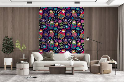 Behang - Fotobehang Matroesjka - Rusland - Bloemen - Breedte 165 cm x hoogte 220 cm