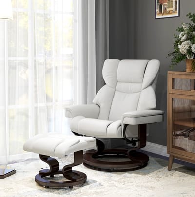 STILVORA Relaxfauteuil 79 x 82 x 101 cm - Elektrisch Verstelbaar Met Massage En Voethocker - Voor Woonkamer - Kunstleer - Crèmewit