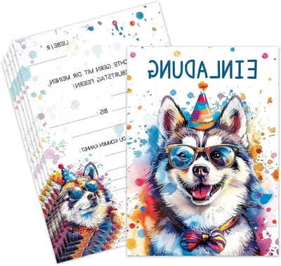 12 x Verjaardagsuitnodigingen voor Kinderen met Dieren in Waterverfstijl - 15 x 11 cm - Feestuitnodigingen voor Jongens en Meisjes