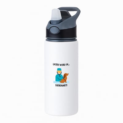 Hacebo® - Later word ik dierenarts waterfles met rietje zwart - Arts - Dierenartsen - Dieren - dierenverzorger - veterinair - water fles - 650ML