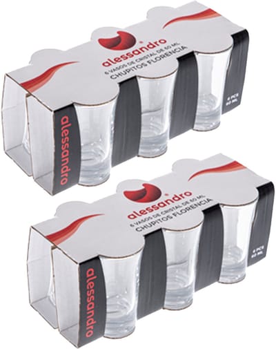 Alessandro Shotglaasjes Florencia - 12x stuks - glas - 60 ml - borrelglazen - likeurglazen
