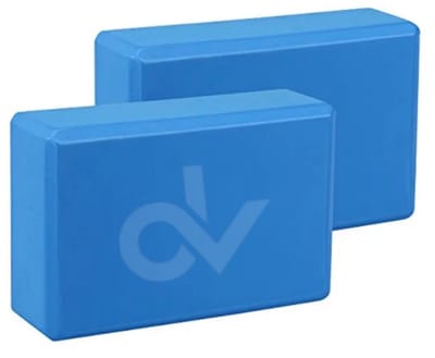 Yogablok - Kleur: Blauw - 2 stuks - Merk: DV - Hoge Kwaliteit - Lichtgewicht - EVA Foam - Ondersteuning bij Yoga & Pilates - Antislip - Beginners & Gevorderden - Yoga Blok / Yogablokken - Fitness / Gym / Workout