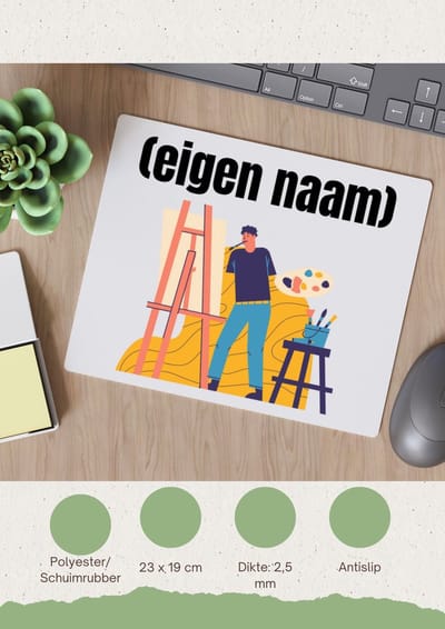 Akyol - kunstenaar die schildert met eigen naam Muismat - Kunst - kunstenaars/kunstenaressen - iemand die houdt van kunst of kunst maken - verjaardag - cadeau - kado - 23 bij 19 cm