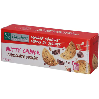 Damhert Minder suikers Nutty Crunch Chocolate Cookies 120 Koekjes