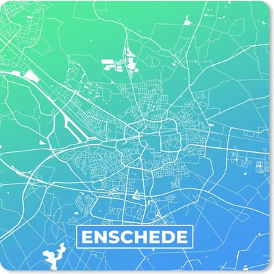 Muismat 20x20 cm - Mousepad Stadskaart - Enschede - Blauw - Groen - Muismatten