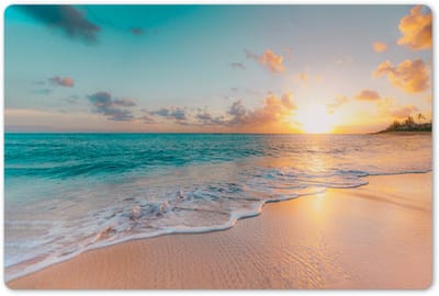 Placemats 45x30 cm - Placemat kunststof - 1 stuk - Zonsondergang - Strand - Zee - Zomer - Blauw - Borden onderleggers - Decoratie voor op tafel - Keuken tafeldecoratie accessoires - Vinyl onderlegger - Tafelversiering
