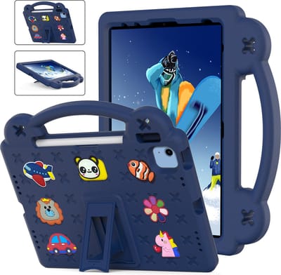 Hoes geschikt voor iPad 2022 Kinderen Donker Blauw - Hoes geschikt voor iPad pro 11 Kidsproof Backcover met handvat - Hoes geschikt voor iPad Air 4 / 5 hoes 10.9 - Hoes geschikt voor iPadHoes geschikt voor iPad 10 Hoes Kinderen -Kindertablet