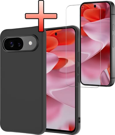 Hoesje - Met Screenprotector - Geschikt voor Google Pixel 10 - Sterk & Shockproof - Back Cover - Siliconen Case - Telefoon Hoes - Zwart