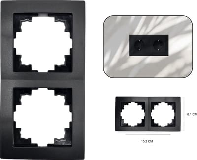 PD® - Afdekplaat Dubbel - WCD - Afdekraam Wandcontactdoos - Zwart - Afdekframe wandcontactdoos - 152*81*10mm
