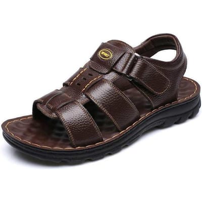 Zomermode heren antislip lederen sandalen Man Casual comfortabele strandslippers Slippers voor mannelijke lederen strandschoenen 40 bruin