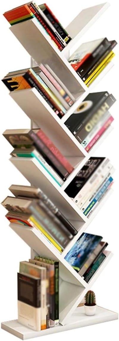 Boekenkast Toren - Boom Design - Boeken Opbergen - Ruimtebesparend Hoekmodel - 52 inch Hoog - Kleur 4