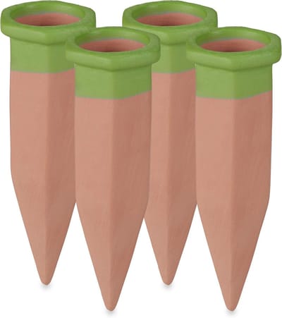Waterdruppelaar voor Planten - Set van 4 voor Kamerplanten en Plantenbakken - Efficiënt Watergeefsysteem in Terracotta
