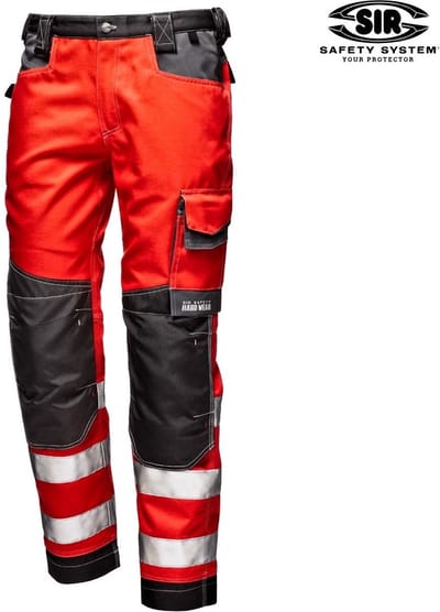 SIR SAFETY RUSH Hi-Vis Werkbroek HEREN Veiligheidsbroek Rood - Reflecterend - Met Kniezak, Holsterzakken, D-ring, Hamerlus - Fluorescerend
