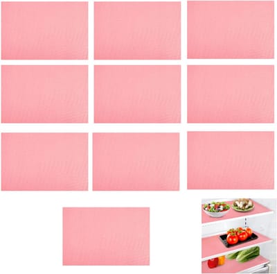 10 stuks-Vochtbestendige koelkastmat - Antislipmat voor de keuken - Op maat te snijden en vlekbestendig - Antislipmat voor kast - Roze - 29*45 cm - Gemakkelijk schoon te maken - Geschikt voor koelkastplanken, lades en tafels
