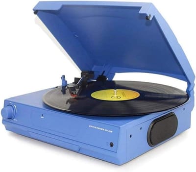 Platenspeler - Muziekdoos - Muziek Luisteren - Drie Snelheden - 32 cm breed - Groen Blauw