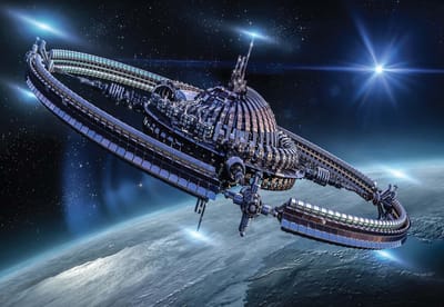 Fotobehang Space Station Science Fiction | XL - 208cm x 146cm | 130g/m2 Vlies