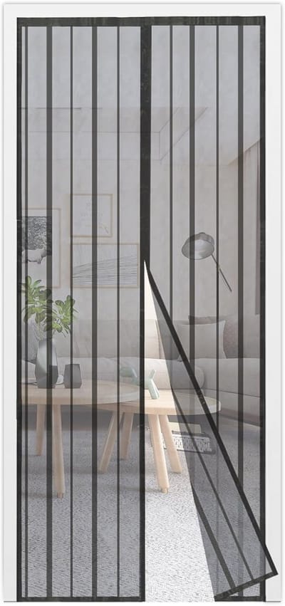 Muggenhor voor Balkon deur - Magnetisch, zonder boren, Insectenbescherming, Gemakkelijk te monteren, 85 x 225 cm, Zwart