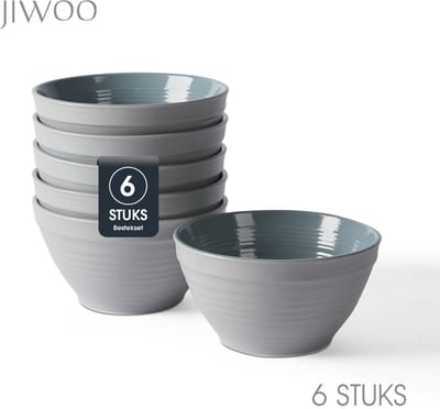 Set van 6 Kommen (Ø 11,8cm / 350ml) Ontbijtkommen, Mueslikom, Soepkom, serviesset 6 persoons, Geschikt voor restaurants, hotels, banketten, familiefeesten, en picknicks, Magnetron-vaatwasserbestendig, Keramiek