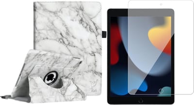 Hoesje geschikt voor iPad 10.2 2021 360 Graden Book Case Marmer - Screen Protector
