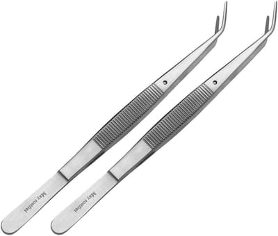 Pincet Set - Fixeerpen Tang - Precisie Werk - Gekromde Punt - 15 cm - Roestvrij Staal