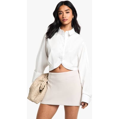 boohoo Dames Petite Stripe Wol Look Mini-rok | Taupe | Maat: 36