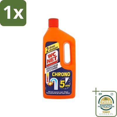 1 x WC Net - Ontstopper - Gel - Werkt Binnen 5 Minuten - 2 Dosissen - 1 Liter- WC Net Ontstopper - Verstopping Oplossen - Ontstopper Gel - Leidingen Ontstoppen - Gootsteen Ontstopper