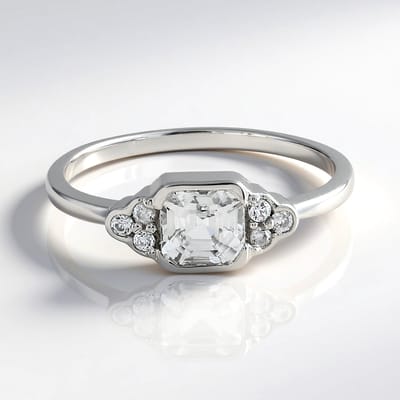 Cavill - Zilveren Ring Geplatineerd - Cambodjaanse Zirkoon 1,177 ct Asscher Slijpsel - 925 Sterling Zilver - Elegant Sprankelend Design - Maten 18-21