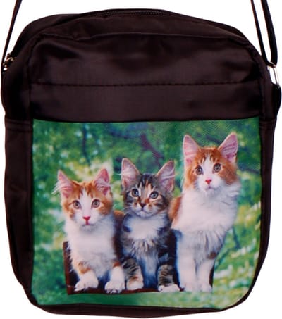 Schoudertasje met 3 gevlekte katten - 18x18x4cm