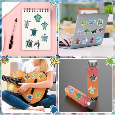 100 Stuks Zeeschildpad Stickers - Kleurrijke Ocean Stickers voor Waterflessen, Laptops en Skateboards, Waterdicht en Perfect voor Decoratie
