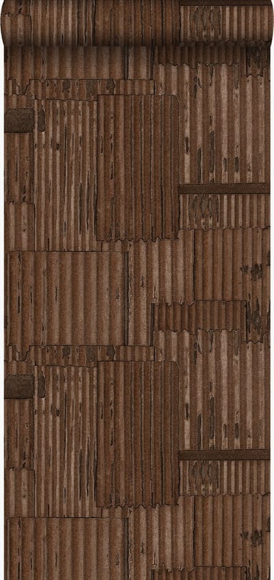 Origin Wallcoverings behang industriële golfplaten 3D roest bruin - 347616 - 53 cm x 10,05 m