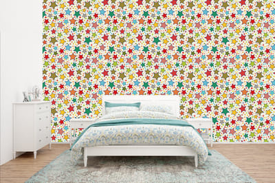 Behang - Fotobehang Patronen - Sterren - Kleuren - Jongens - Kinderen - Kids - Breedte 400 cm x hoogte 240 cm